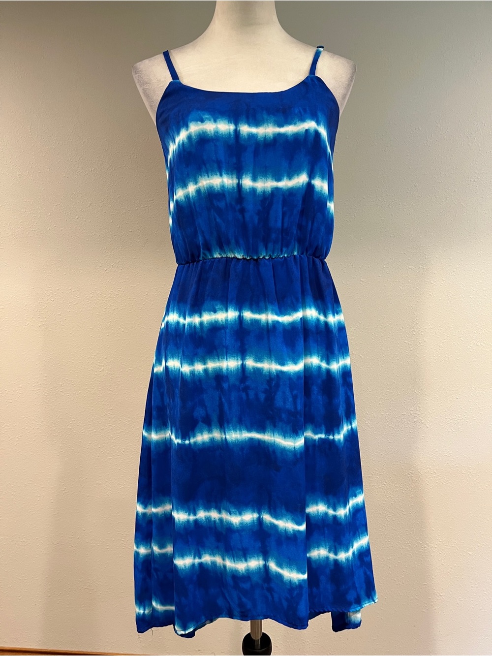 Studio Y Blue Tie-Dye Spaghetti‎ Strap midi Dress